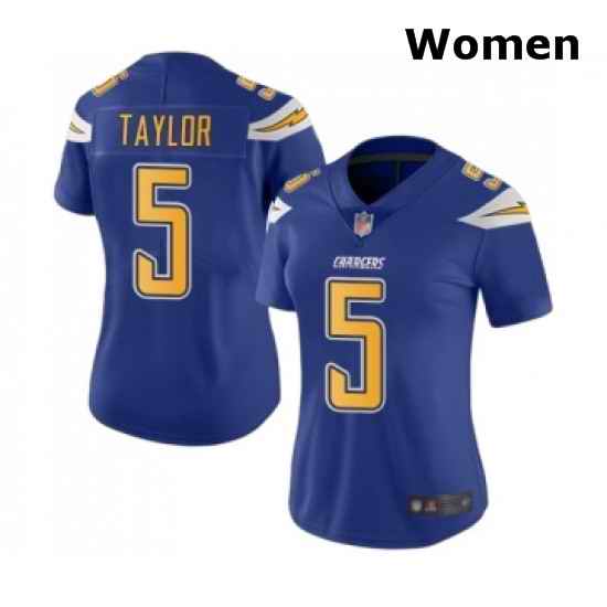 Womens Los Angeles Chargers 5 Tyrod Taylor Limited Electric Blue Rush Vapor Untouchable Football Jersey